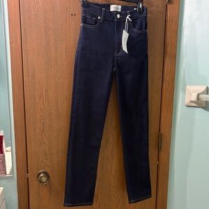 NWT FRAME Le Sleek Straight High Rise Dark Blue Jeans